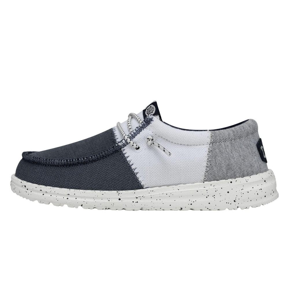 HEYDUDE Boy's Youth Tri Varsity Slip On Loafer, Light Blue, 3 Big Kids